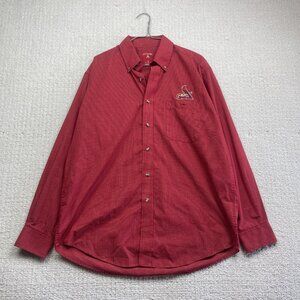 Antigua St Louis Cardinals Men’s M Baseball Long Sleeve Button Up RedPlaid Shirt